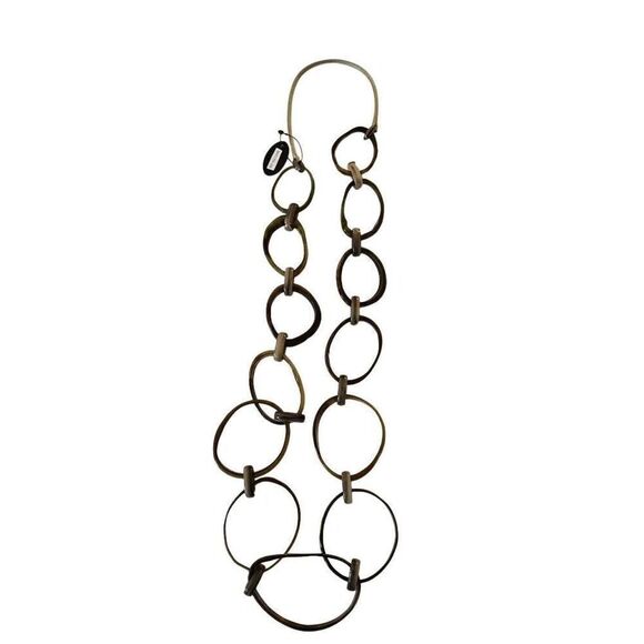 NWT Alisha D Womens Acrylic Link Circle Long Chain Statement Necklace Green OS - Picture 2 of 8